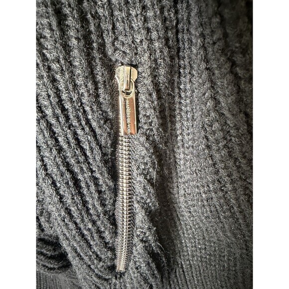 Manière De Voir Black Distressed Knit Zip Up Hoodie Cardigan Size M Streetwear - Picture 6 of 8